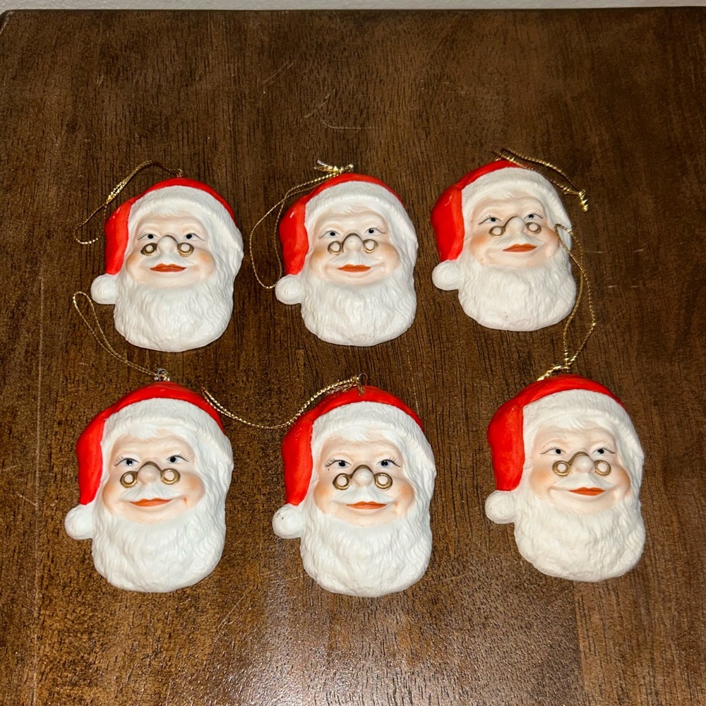Enesco Santa Claus 1989 Vintage Porcelain Holiday Ornaments Set of 6 - Picture 2 of 5